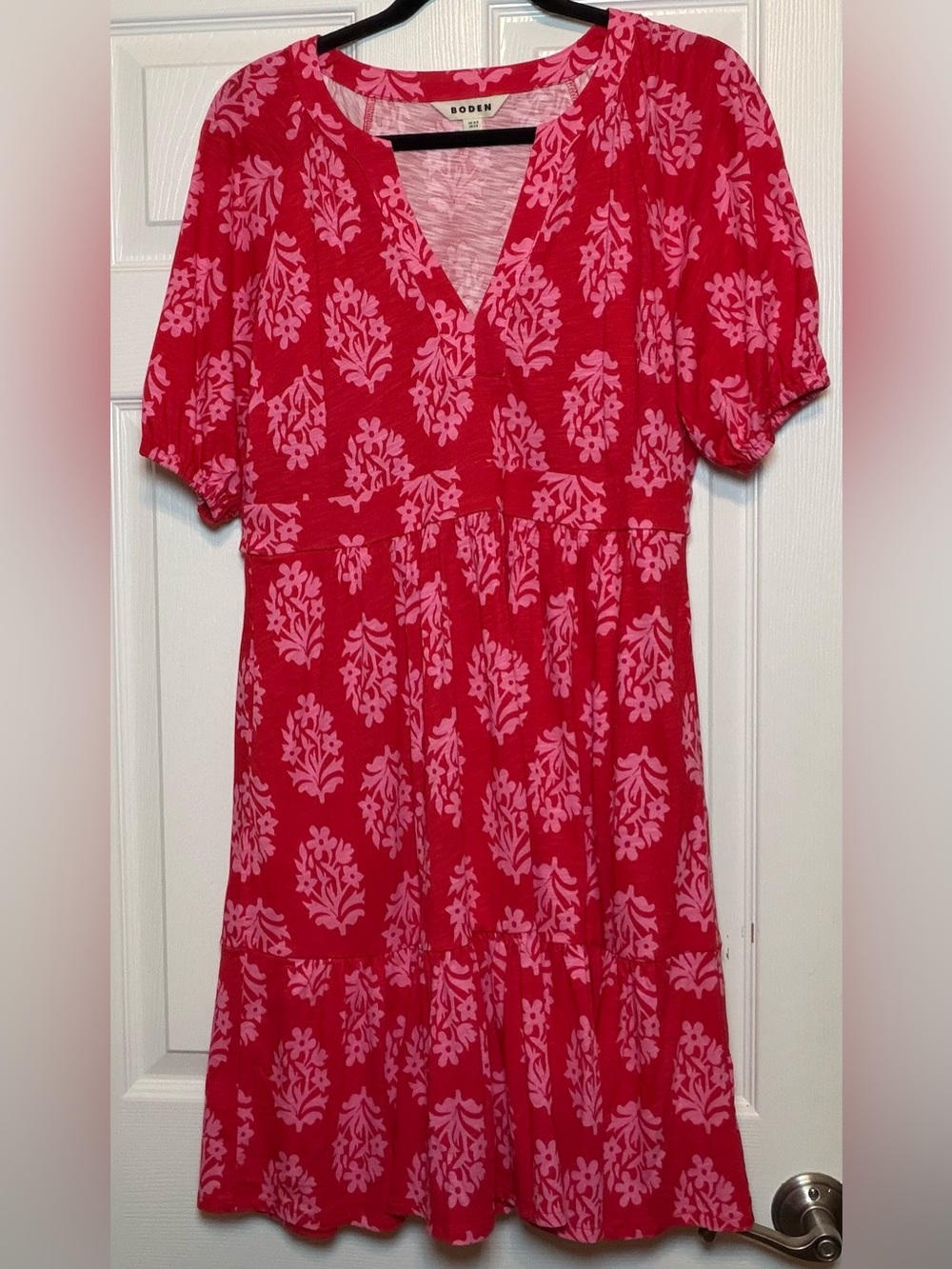 Boden Piper Floral Dress, Pink and Red, size 8